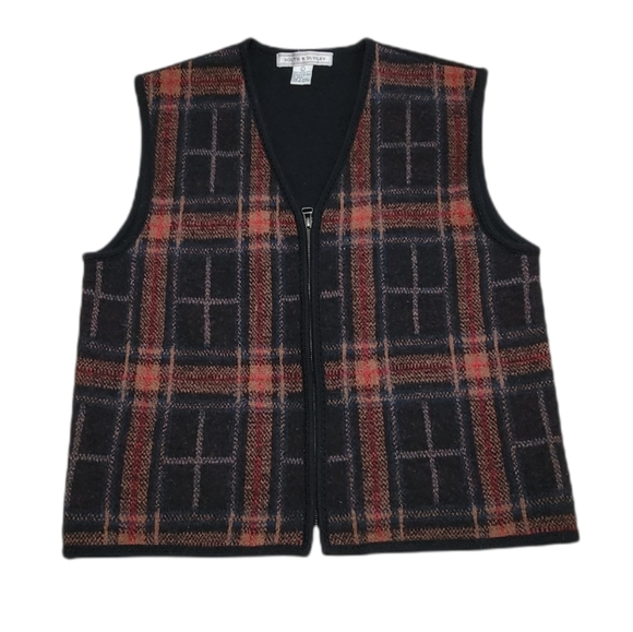 South Dudley Full Zip‎ Wool Plaid Vest Size L - Picture 4 of 8